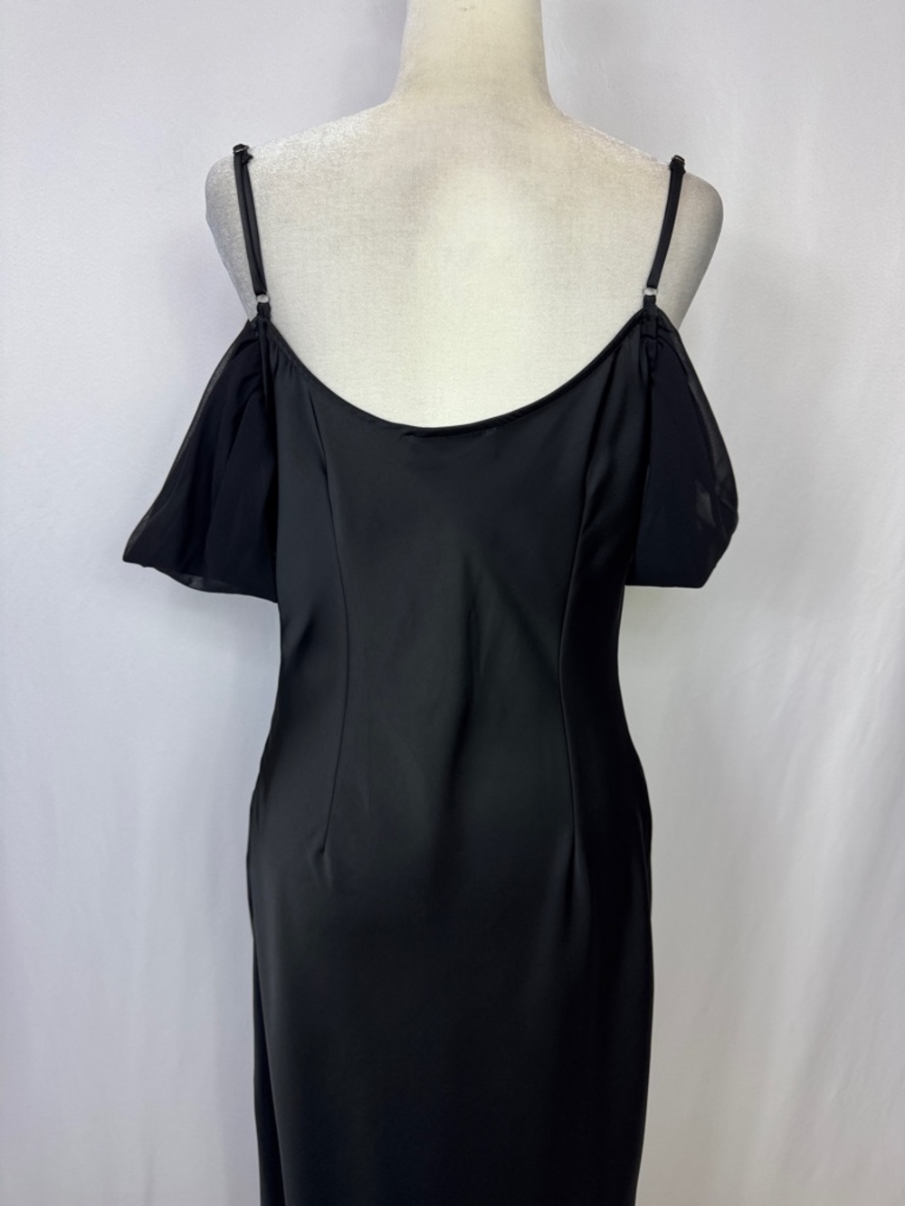 Petal & Pup Reyna Off The Shoulder Satin Maxi Dress Size Medium Black - Picture 11 of 16